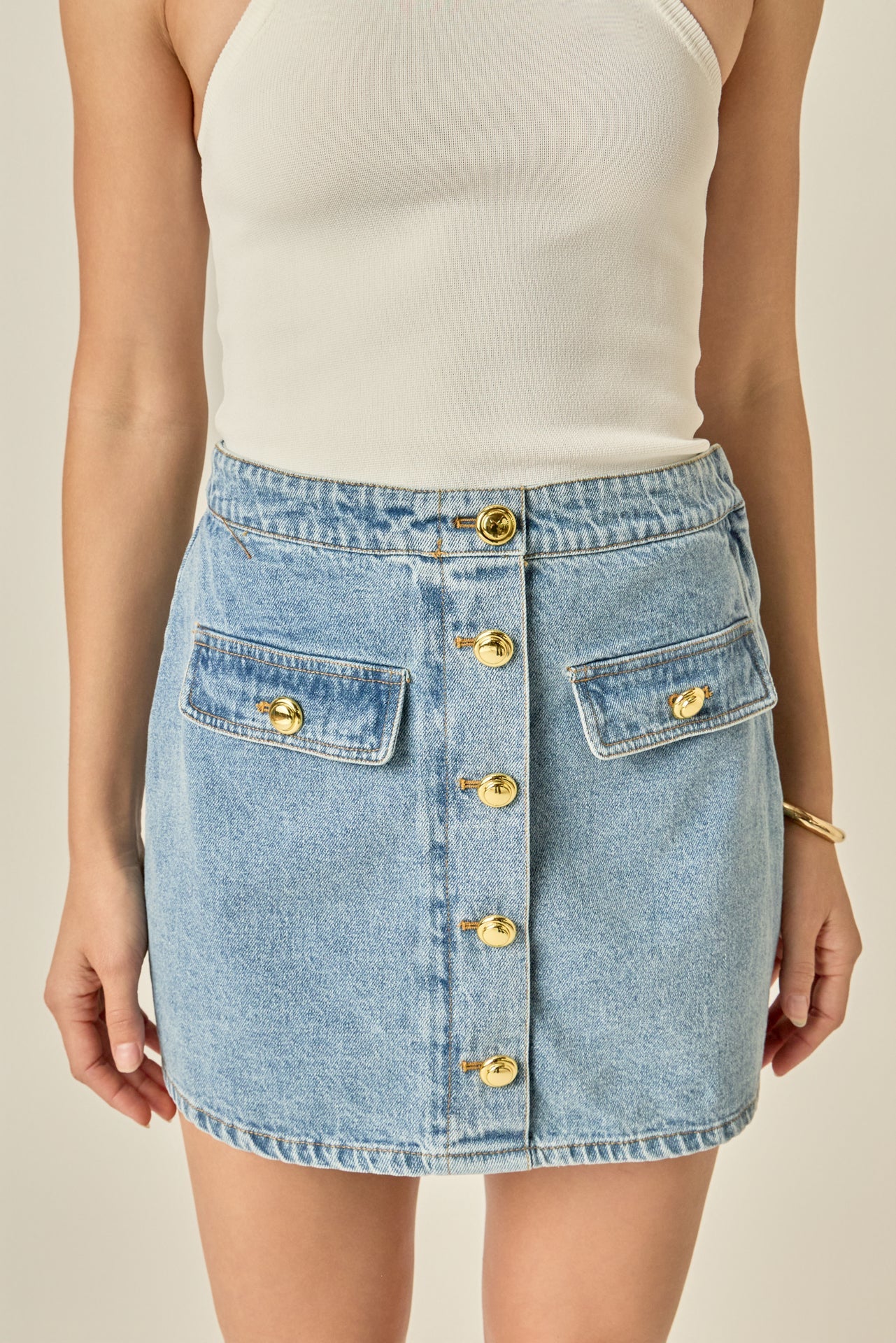 ENGLISH FACTORY - Delilah Denim Mini Skirt - SKIRTS available at Objectrare