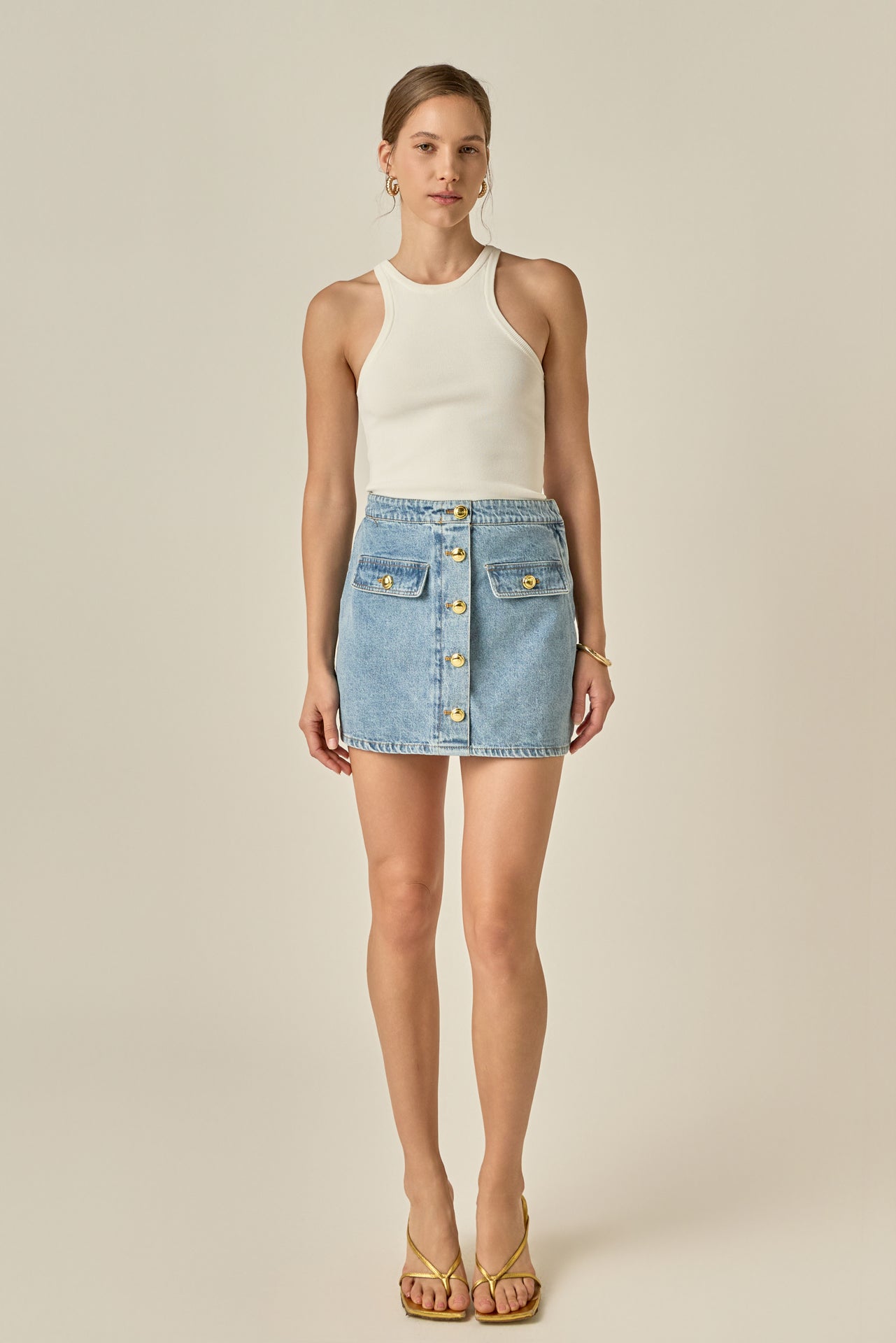 ENGLISH FACTORY - Delilah Denim Mini Skirt - SKIRTS available at Objectrare