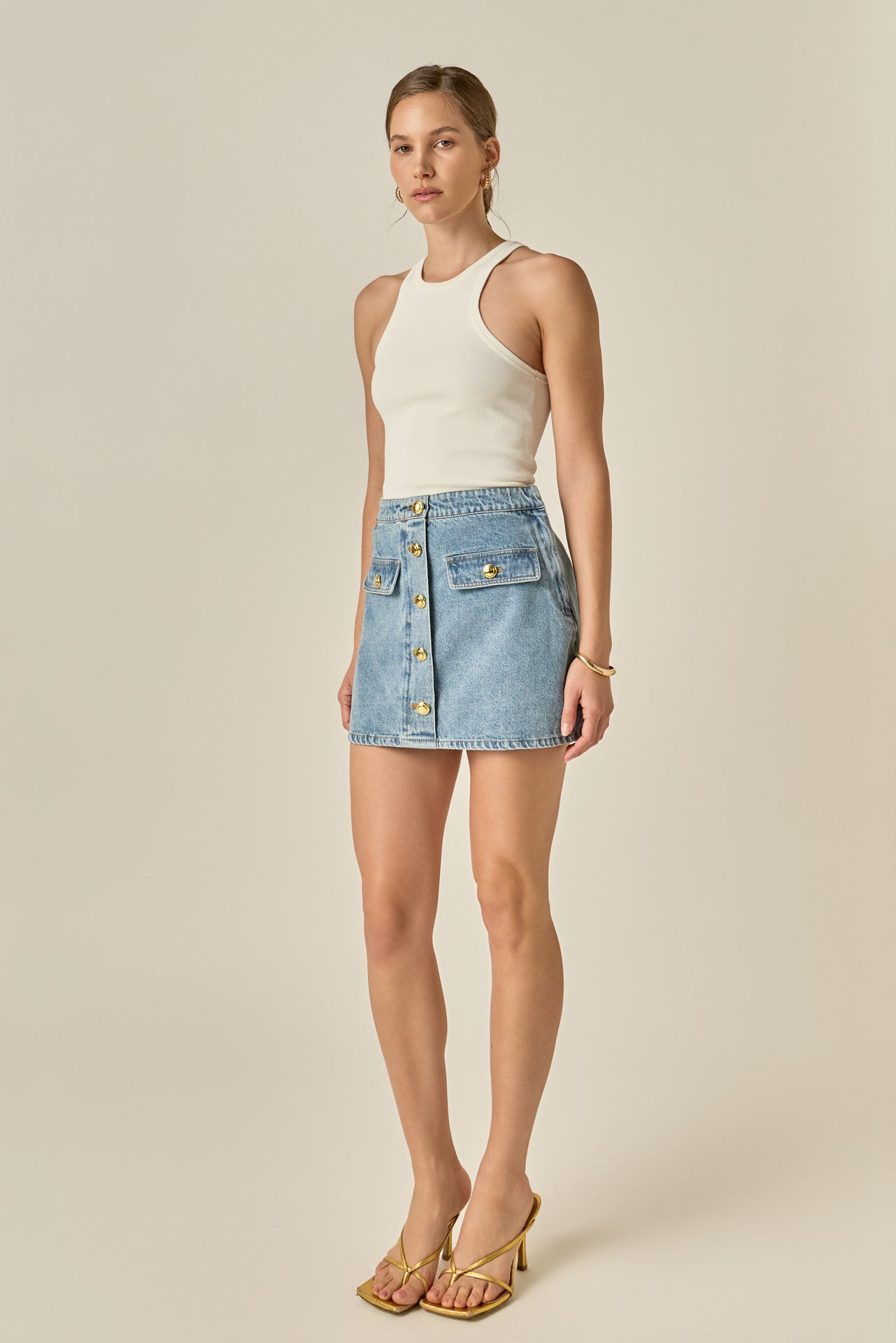 ENGLISH FACTORY - Delilah Denim Mini Skirt - SKIRTS available at Objectrare