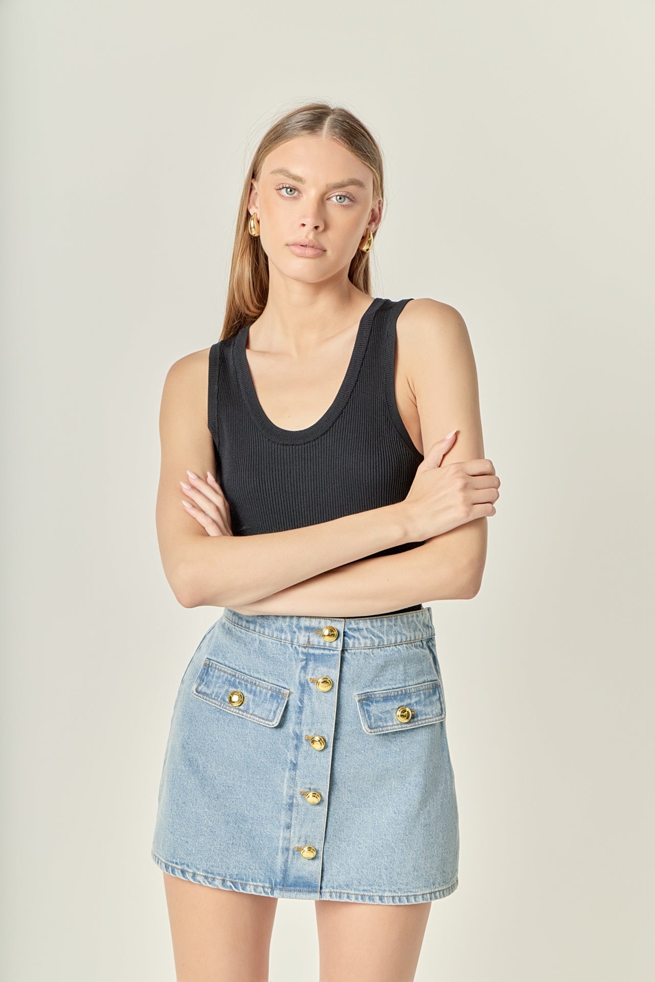 ENGLISH FACTORY - Delilah Denim Mini Skirt - SKIRTS available at Objectrare