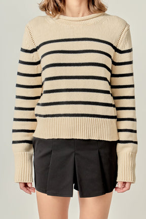 ENGLISH FACTORY - Rollneck Sweater in Stripe - SWEATERS & KNITS available at Objectrare