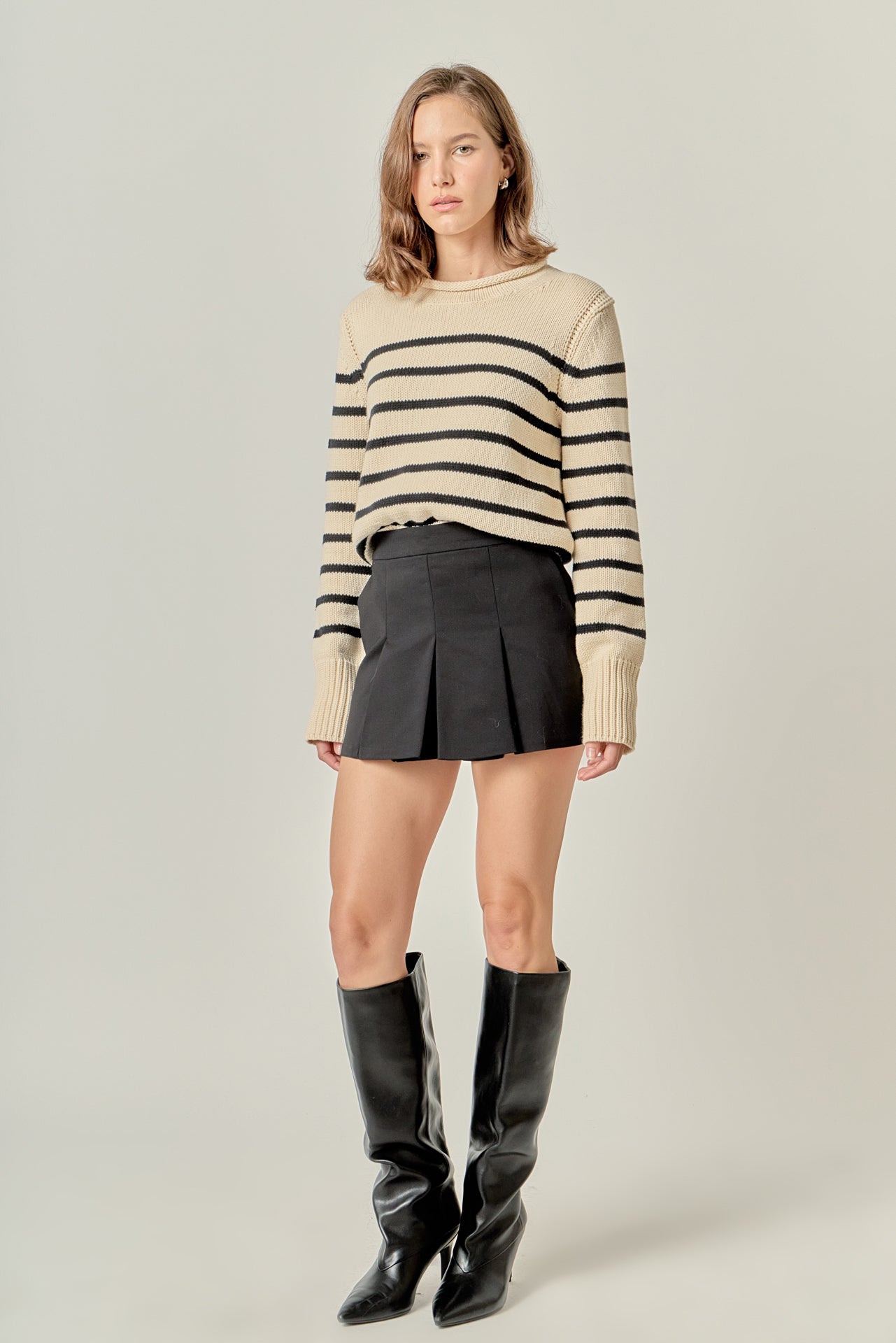 ENGLISH FACTORY - Rollneck Sweater in Stripe - SWEATERS & KNITS available at Objectrare