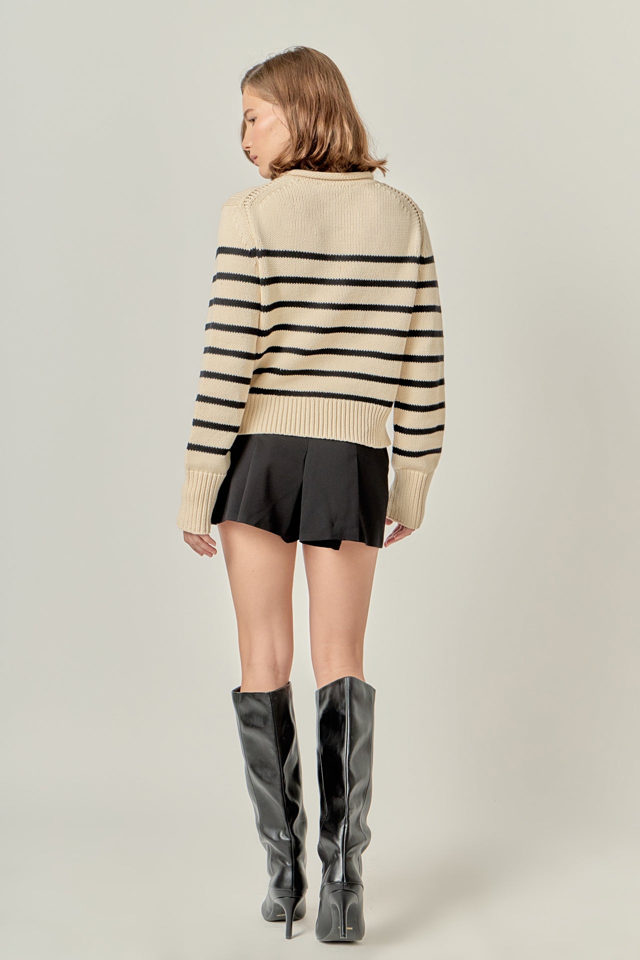 ENGLISH FACTORY - Rollneck Sweater in Stripe - SWEATERS & KNITS available at Objectrare