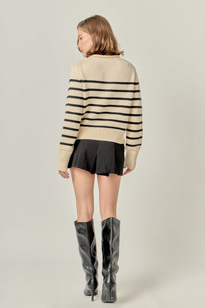 ENGLISH FACTORY - Rollneck Sweater in Stripe - SWEATERS & KNITS available at Objectrare