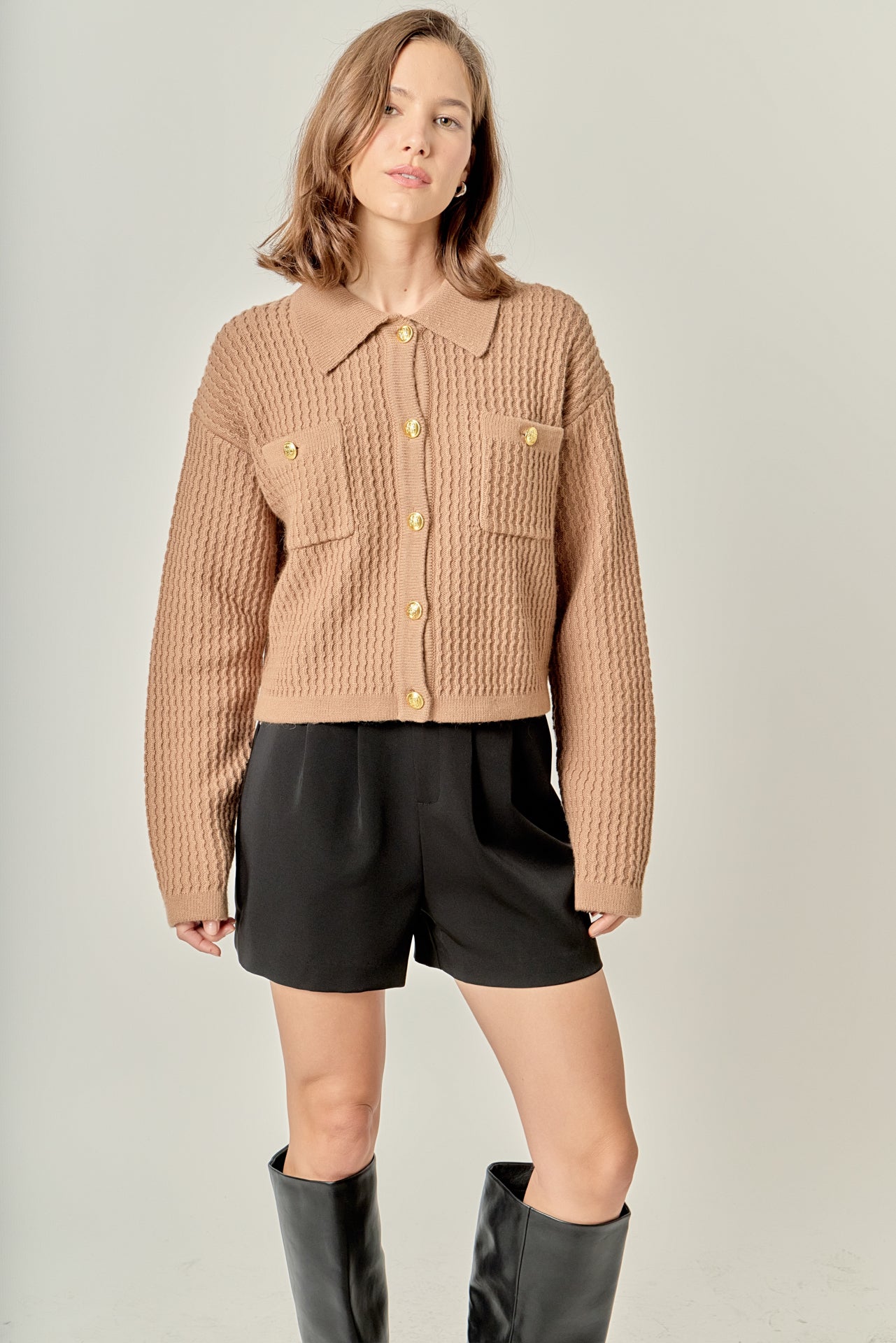 ENGLISH FACTORY - Textured Knit Lady Jacket - JACKETS available at Objectrare