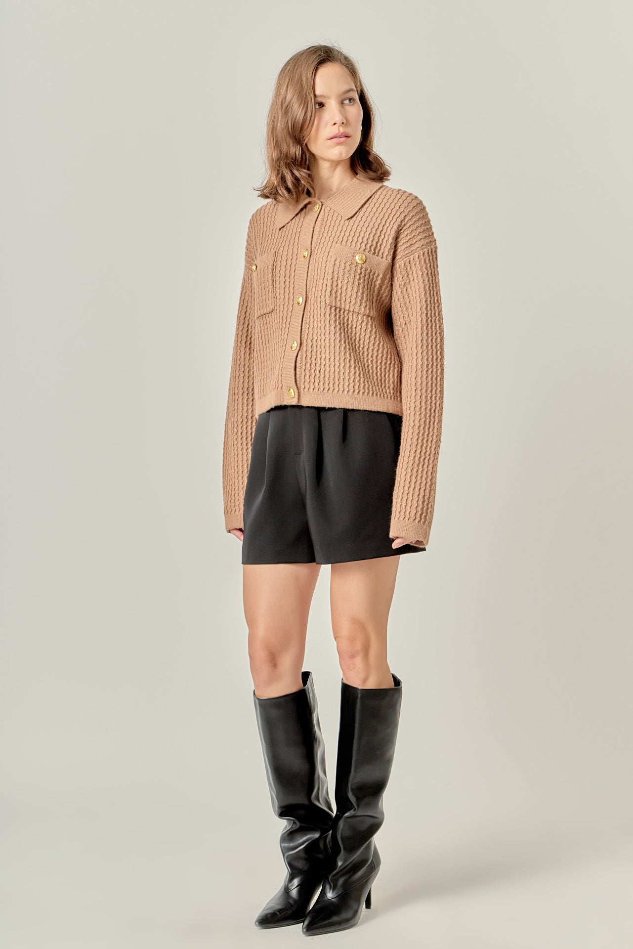ENGLISH FACTORY - Textured Knit Lady Jacket - JACKETS available at Objectrare