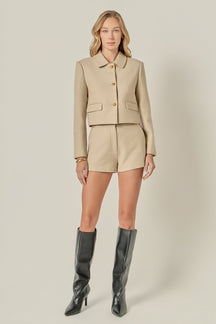 ENGLISH FACTORY - Buttoned Cropped Jacket - JACKETS available at Objectrare