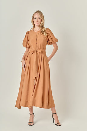 ENGLISH FACTORY - Puff Sleeve Midi Dress - DRESSES available at Objectrare