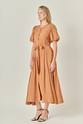 ENGLISH FACTORY - Puff Sleeve Midi Dress - DRESSES available at Objectrare