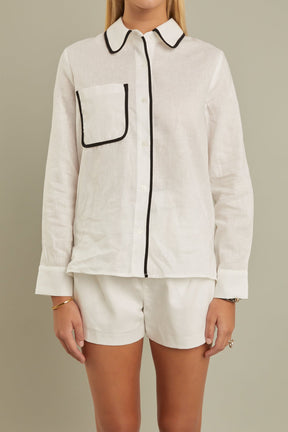 ENGLISH FACTORY - English Factory - Binding Linen Shirt - SHIRTS & BLOUSES available at Objectrare