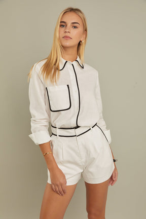 ENGLISH FACTORY - English Factory - Binding Linen Shirt - SHIRTS & BLOUSES available at Objectrare