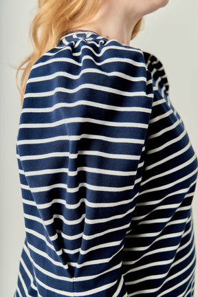 ENGLISH FACTORY - Puff Sleeve Stripe Knit Top - TOPS available at Objectrare