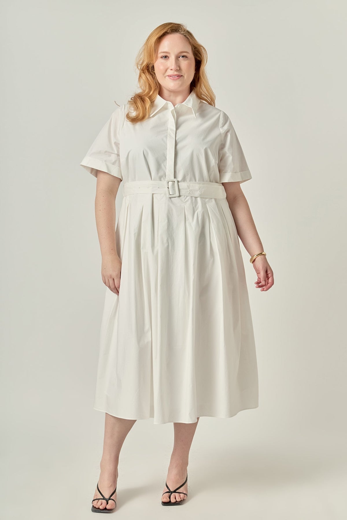 ENGLISH FACTORY - Collared Belted Shirt Midi Dress - DRESSES available at Objectrare