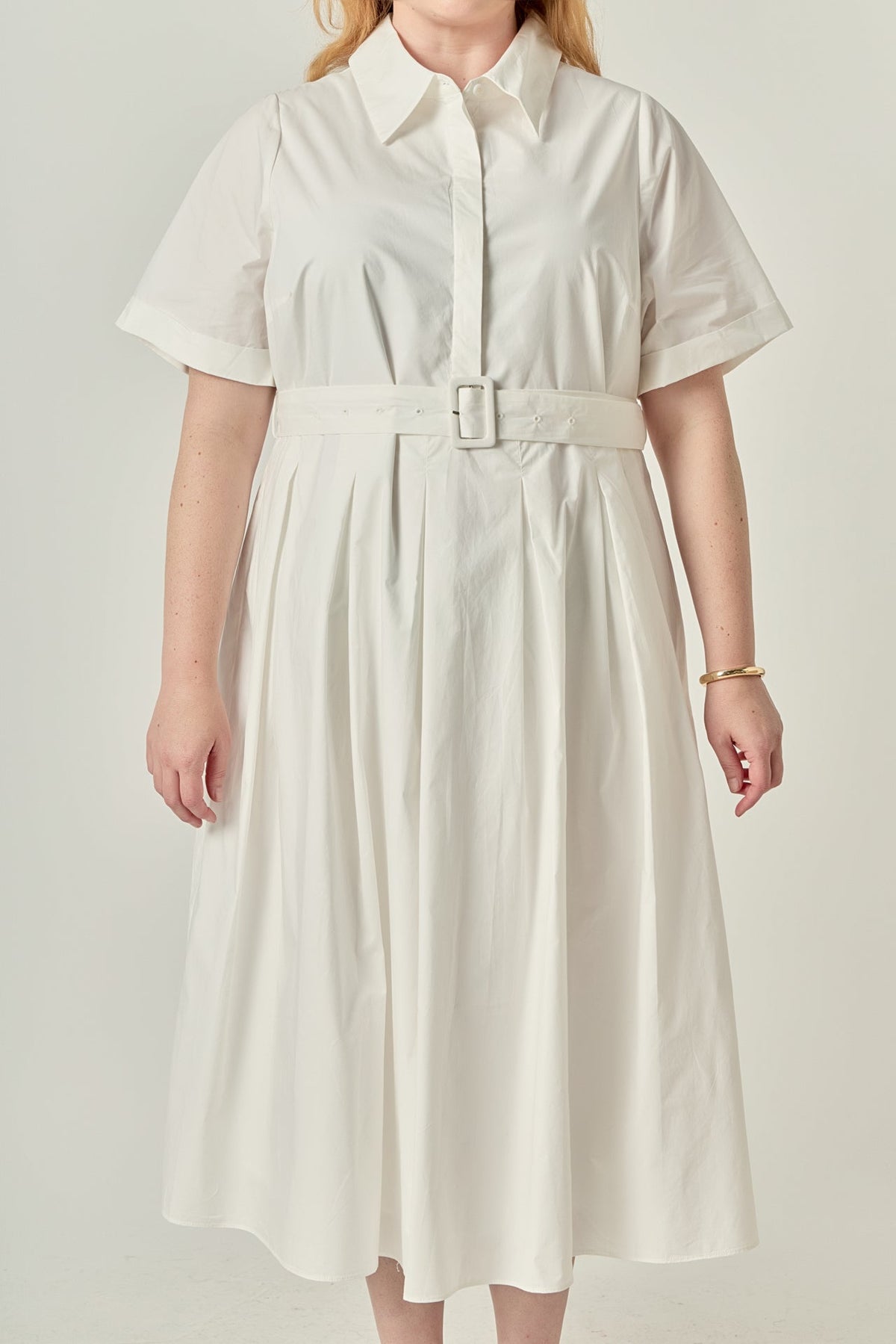 ENGLISH FACTORY - Collared Belted Shirt Midi Dress - DRESSES available at Objectrare