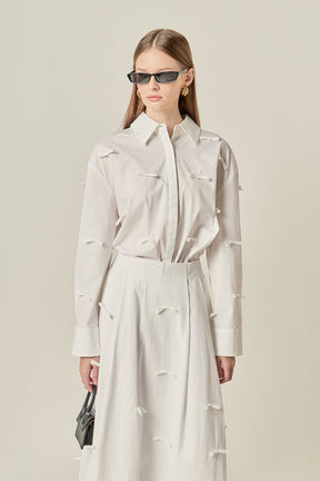 ENGLISH FACTORY - Bow Detailed Drop Shoulder Shirt - TOPS available at Objectrare