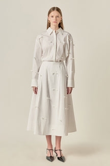 ENGLISH FACTORY - Bow Detailed Drop Shoulder Shirt - TOPS available at Objectrare