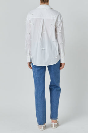 Bow Detailed Drop Shoulder Shirt