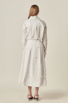 ENGLISH FACTORY - Bow Detailed Drop Shoulder Shirt - TOPS available at Objectrare