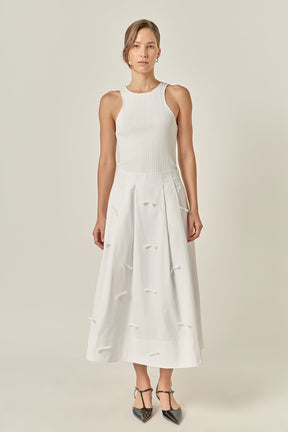 Bow Detailed Poplin Midi Skirt