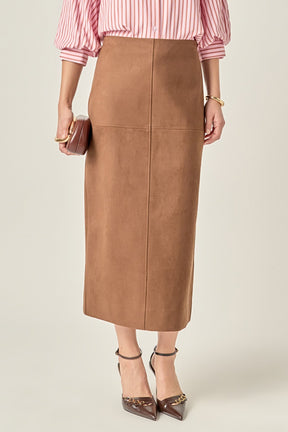 ENGLISH FACTORY - Faux Suede Midi Skirt - SKIRTS available at Objectrare
