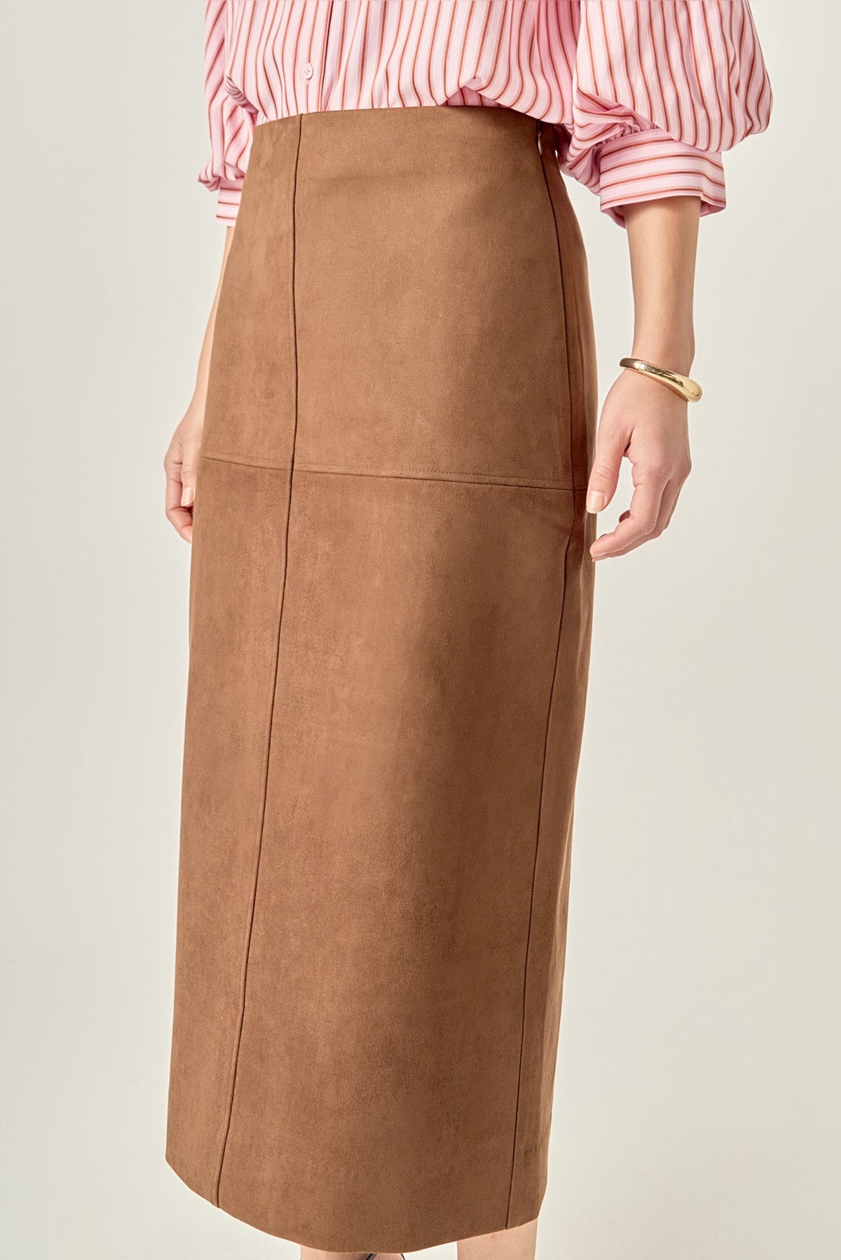 ENGLISH FACTORY - Faux Suede Midi Skirt - SKIRTS available at Objectrare