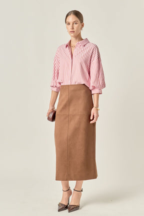 ENGLISH FACTORY - Faux Suede Midi Skirt - SKIRTS available at Objectrare