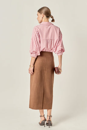 ENGLISH FACTORY - Faux Suede Midi Skirt - SKIRTS available at Objectrare