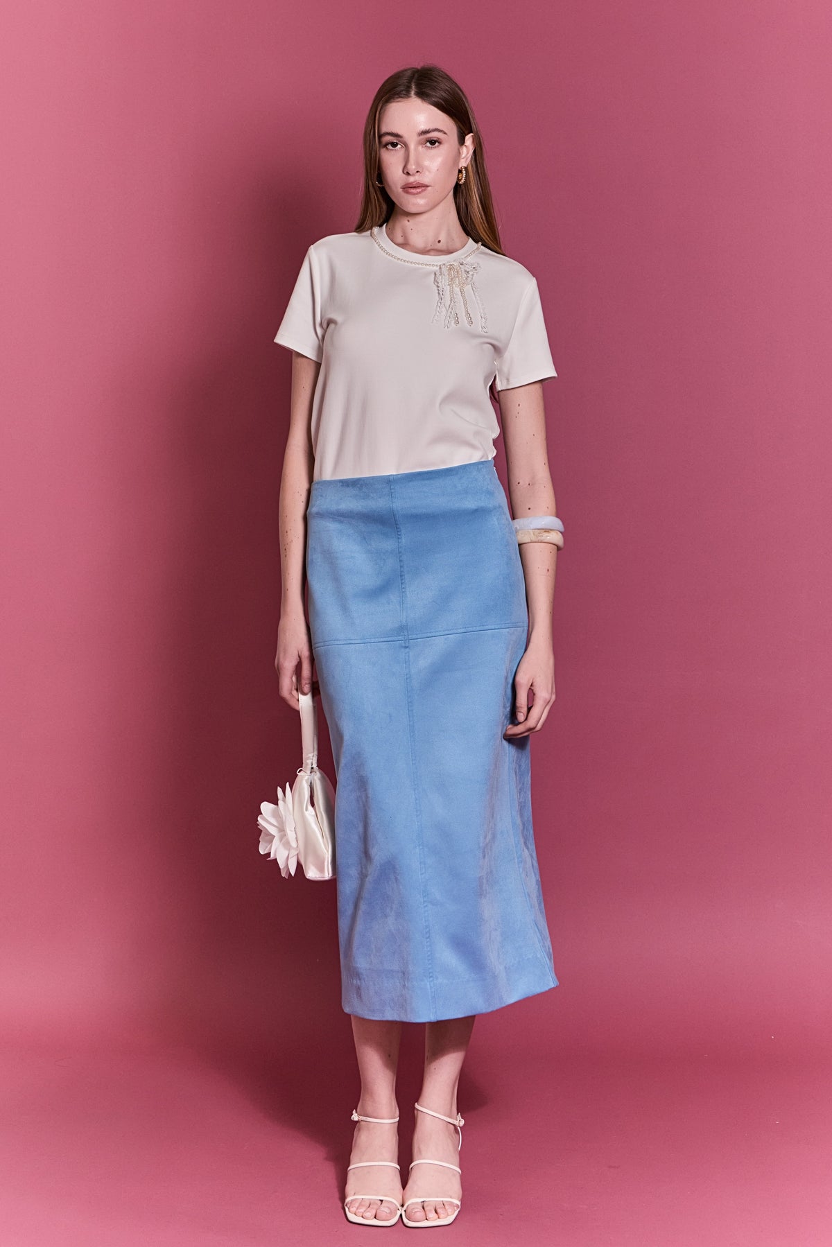 ENGLISH FACTORY - Faux Suede Midi Skirt - SKIRTS available at Objectrare