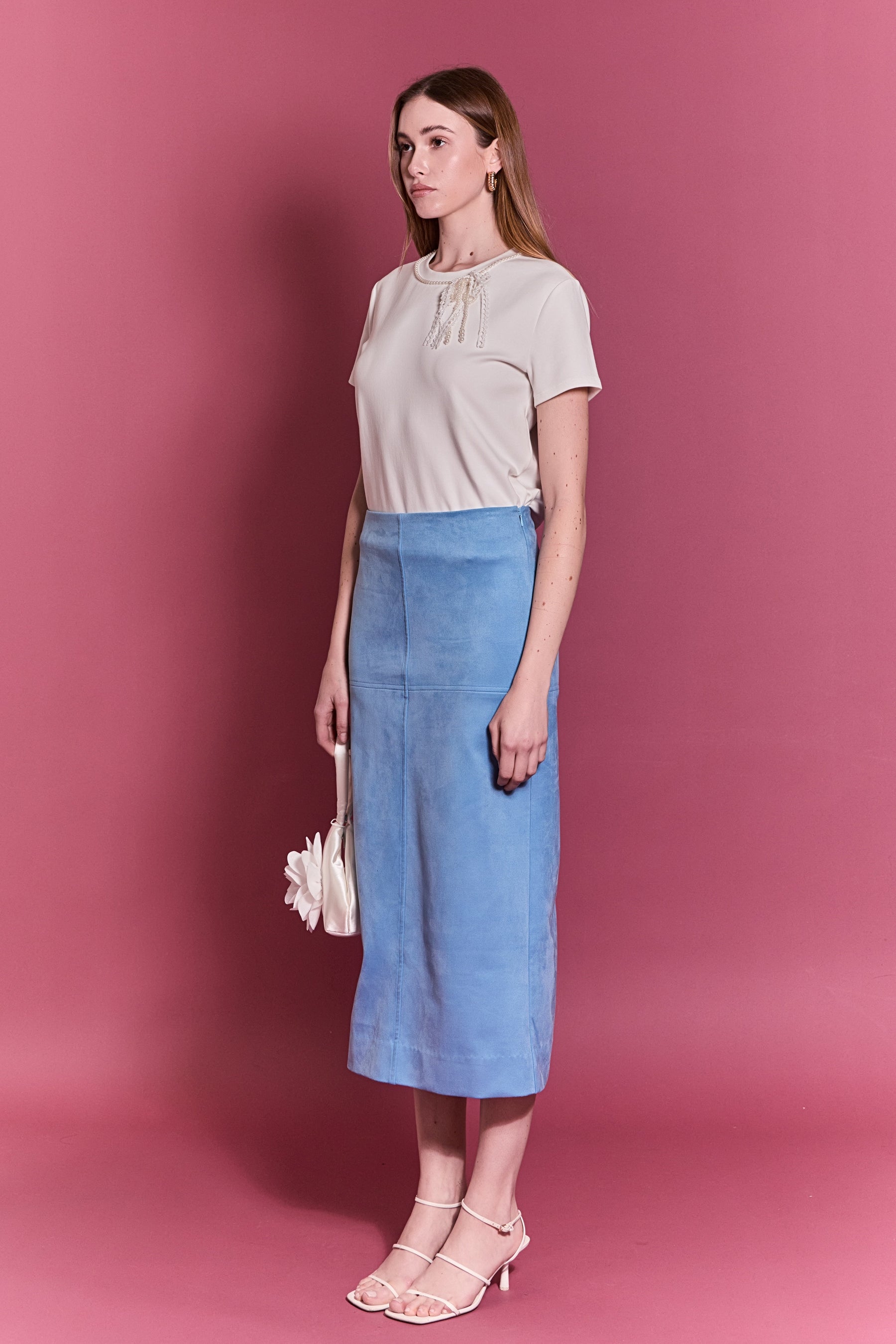 ENGLISH FACTORY - Faux Suede Midi Skirt - SKIRTS available at Objectrare