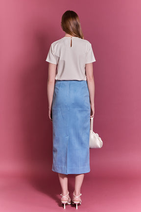 ENGLISH FACTORY - Faux Suede Midi Skirt - SKIRTS available at Objectrare
