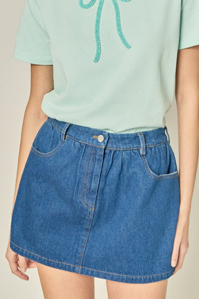 ENGLISH FACTORY - Ruffle Denim Skort - SKORTS available at Objectrare