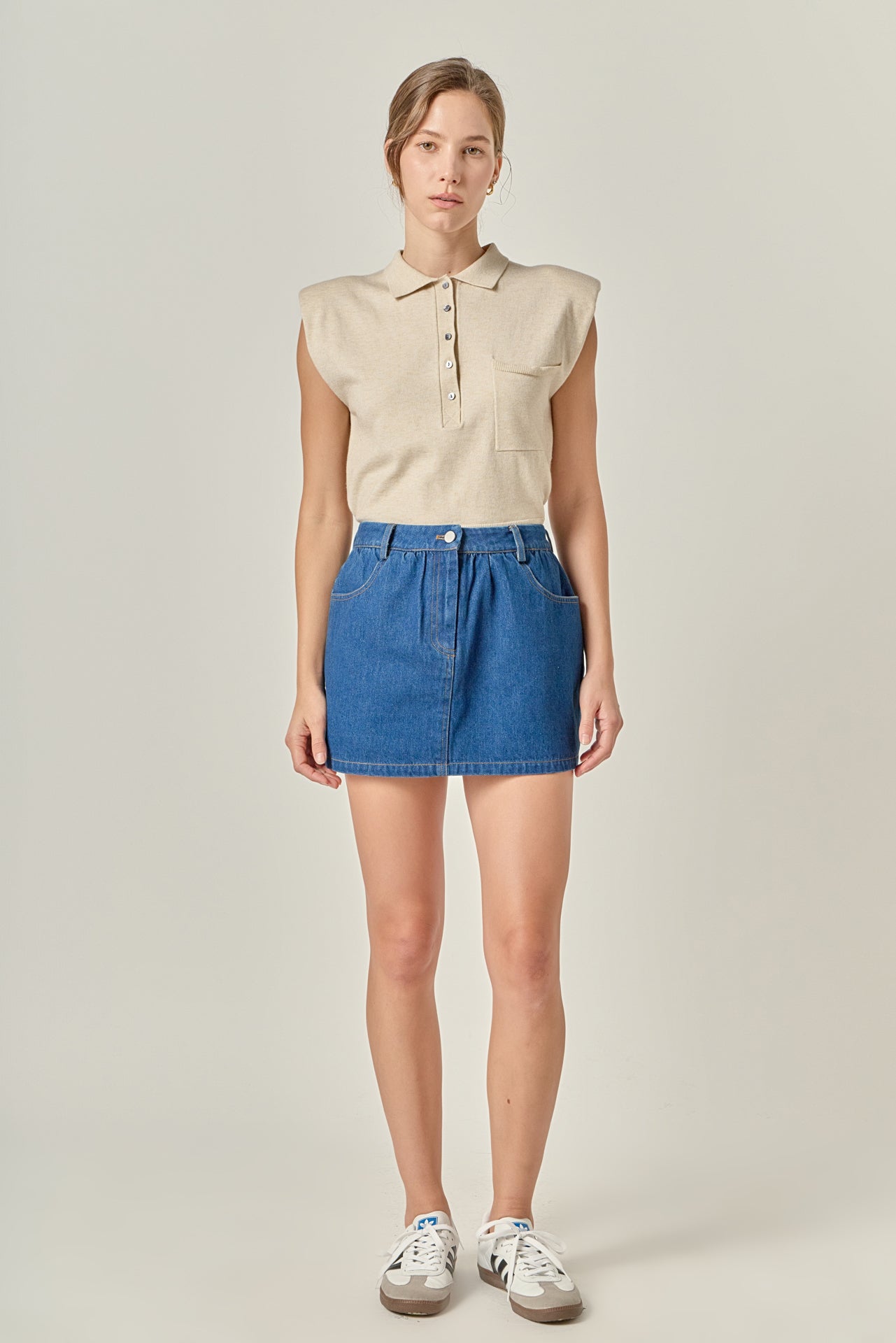 ENGLISH FACTORY - Ruffle Denim Skort - SKORTS available at Objectrare