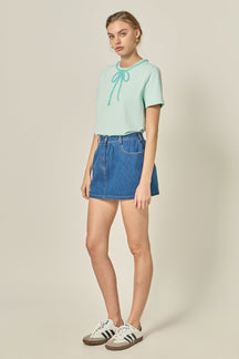 ENGLISH FACTORY - Ruffle Denim Skort - SKORTS available at Objectrare