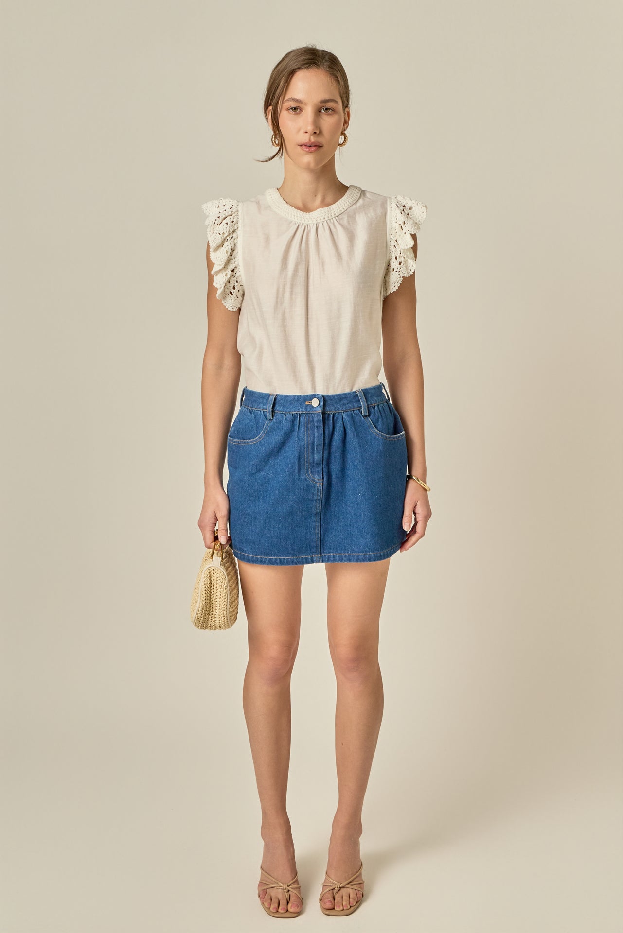ENGLISH FACTORY - Ruffle Denim Skort - SKORTS available at Objectrare