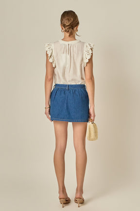 ENGLISH FACTORY - Ruffle Denim Skort - SKORTS available at Objectrare