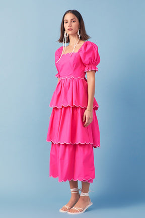 ENGLISH FACTORY - Scallop Tiered Dress - DRESSES available at Objectrare