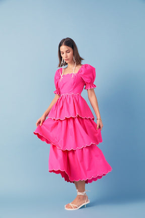 ENGLISH FACTORY - Scallop Tiered Dress - DRESSES available at Objectrare