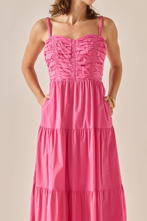 ENGLISH FACTORY - The Ruched Muse Midi Dress - DRESSES available at Objectrare
