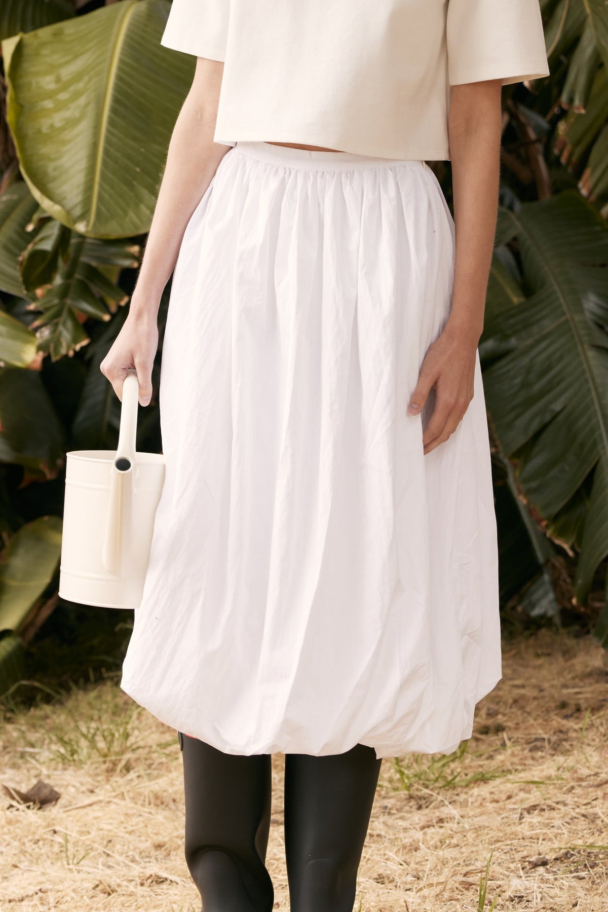 ENGLISH FACTORY - Poplin Bubble Hem Midi Skirt - SKIRTS available at Objectrare