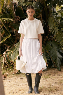 ENGLISH FACTORY - Poplin Bubble Hem Midi Skirt - SKIRTS available at Objectrare