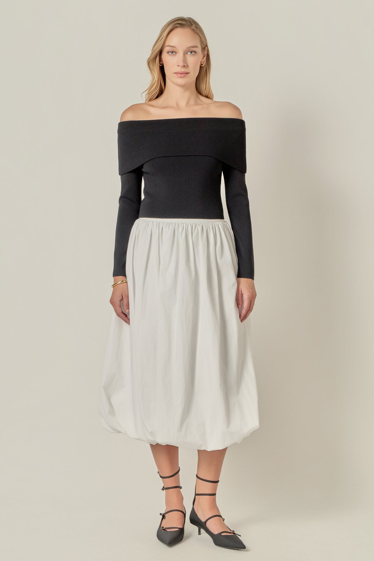 ENGLISH FACTORY - Poplin Bubble Hem Midi Skirt - SKIRTS available at Objectrare