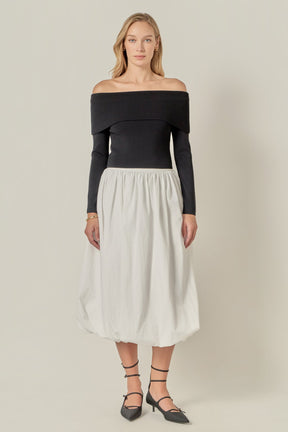 ENGLISH FACTORY - Poplin Bubble Hem Midi Skirt - SKIRTS available at Objectrare