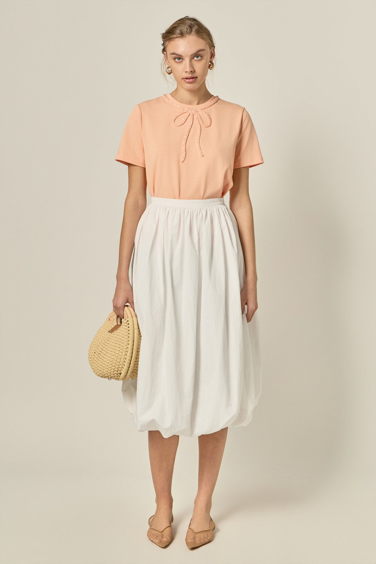 ENGLISH FACTORY - Poplin Bubble Hem Midi Skirt - SKIRTS available at Objectrare