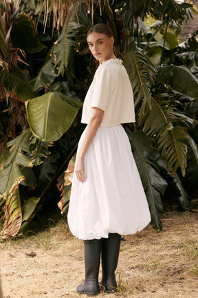 ENGLISH FACTORY - Poplin Bubble Hem Midi Skirt - SKIRTS available at Objectrare