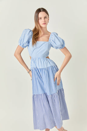 Stripe Color Block Midi Dress