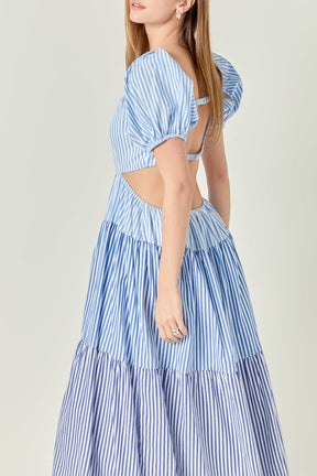 Stripe Color Block Midi Dress