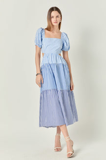 Stripe Color Block Midi Dress
