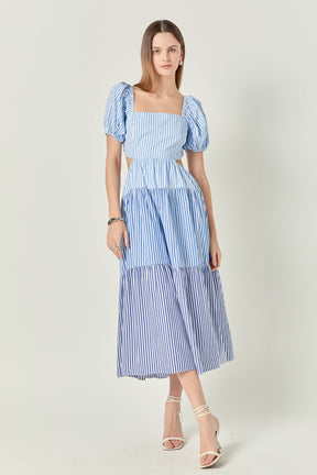 Stripe Color Block Midi Dress