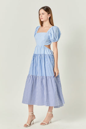 Stripe Color Block Midi Dress