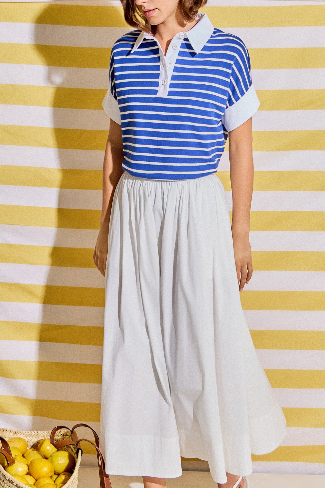 Classic Striped Polo Sweatshirt